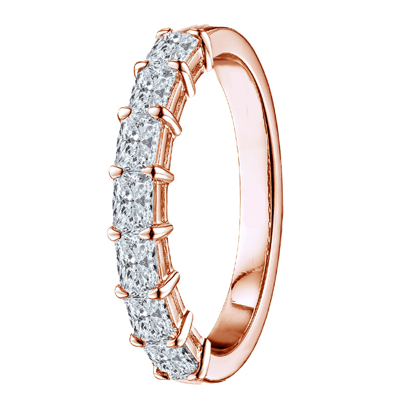 0.75 Ct Lab-Created Radiant Cut Domneva  Diamond Rings in 9K White Gold