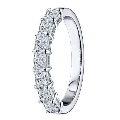 0.75 Ct Lab-Created Radiant Cut Domneva  Diamond Rings in 9K White Gold