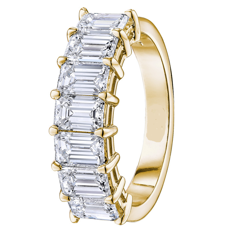 1.00 - 5.00 Carat Emerald Cut Diamond Half Eternity Ring with Claw Set