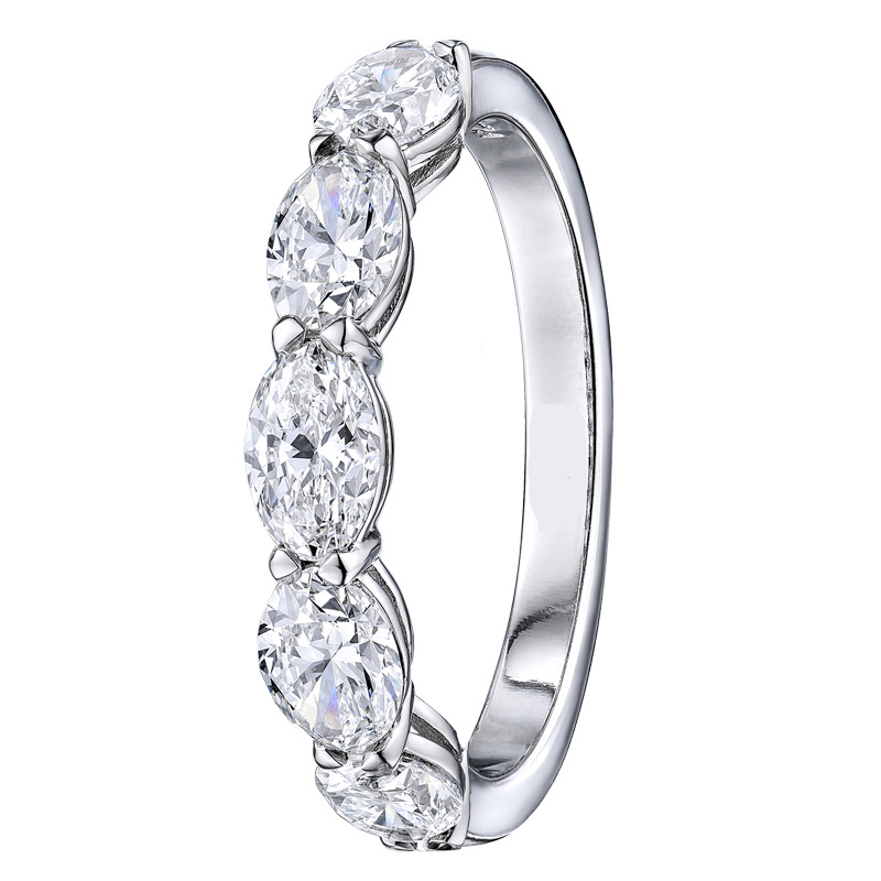 0.5 Ct Lab-Created Oval Cut Delicah  5 Stone Ring Diamond Rings in 9K White Gold