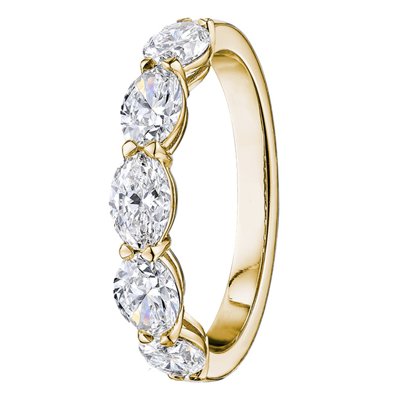 Delicah Lab Grown Yellow Gold 4 Prong 5 Stone Diamond Ring