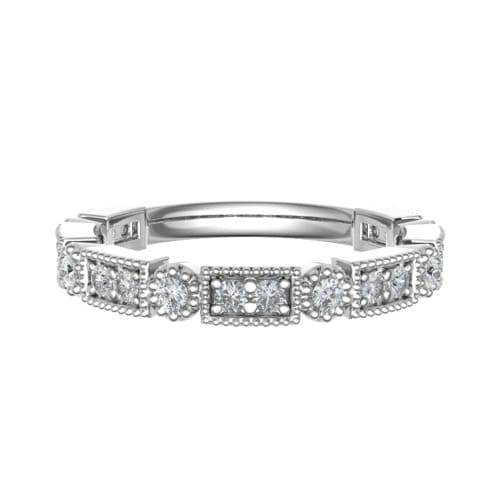 0.33 Ct Natural Round Cut Everlyse  Diamond Rings in 18K White Gold
