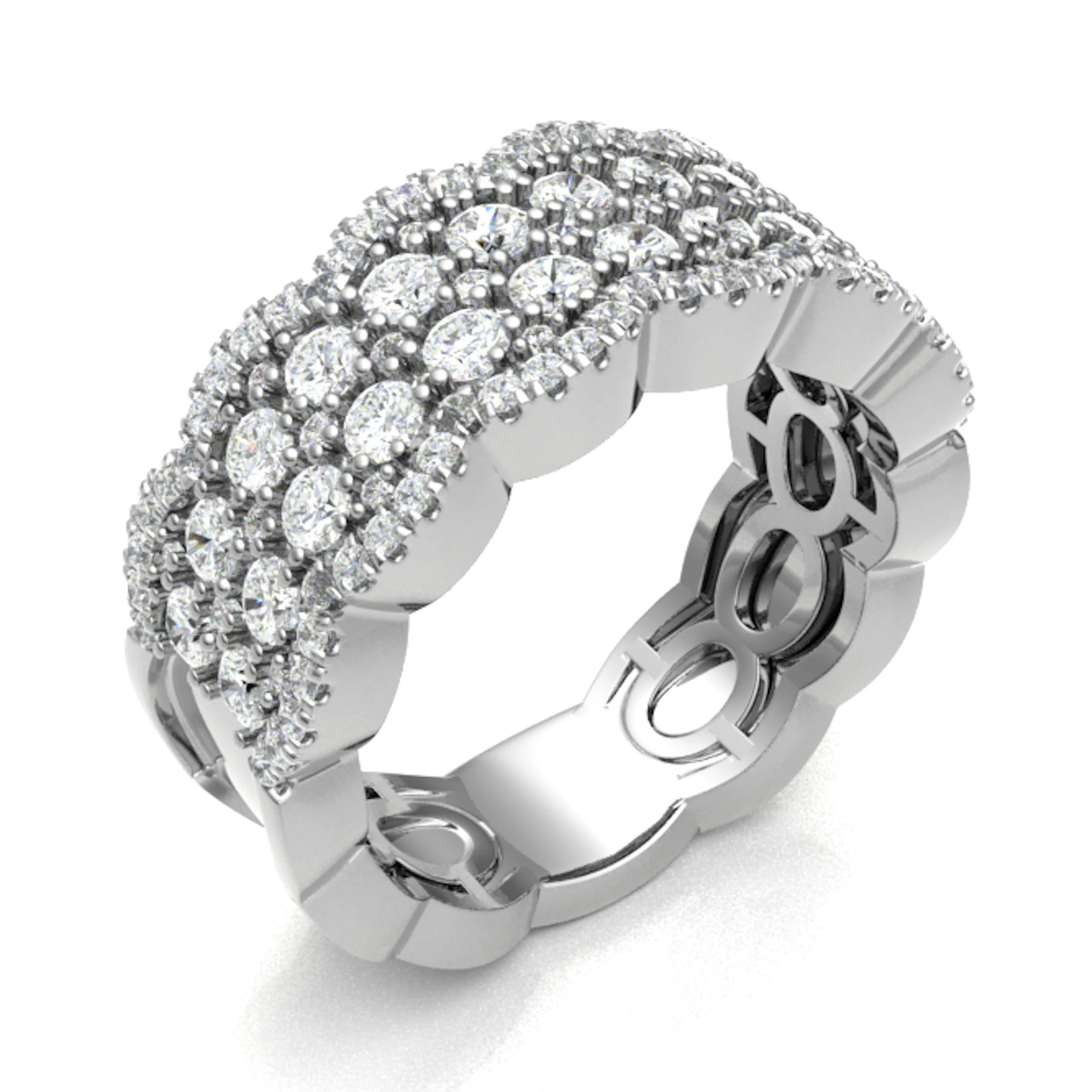 1.5 Ct Natural Round Cut Engis  Diamond Rings in 18K White Gold