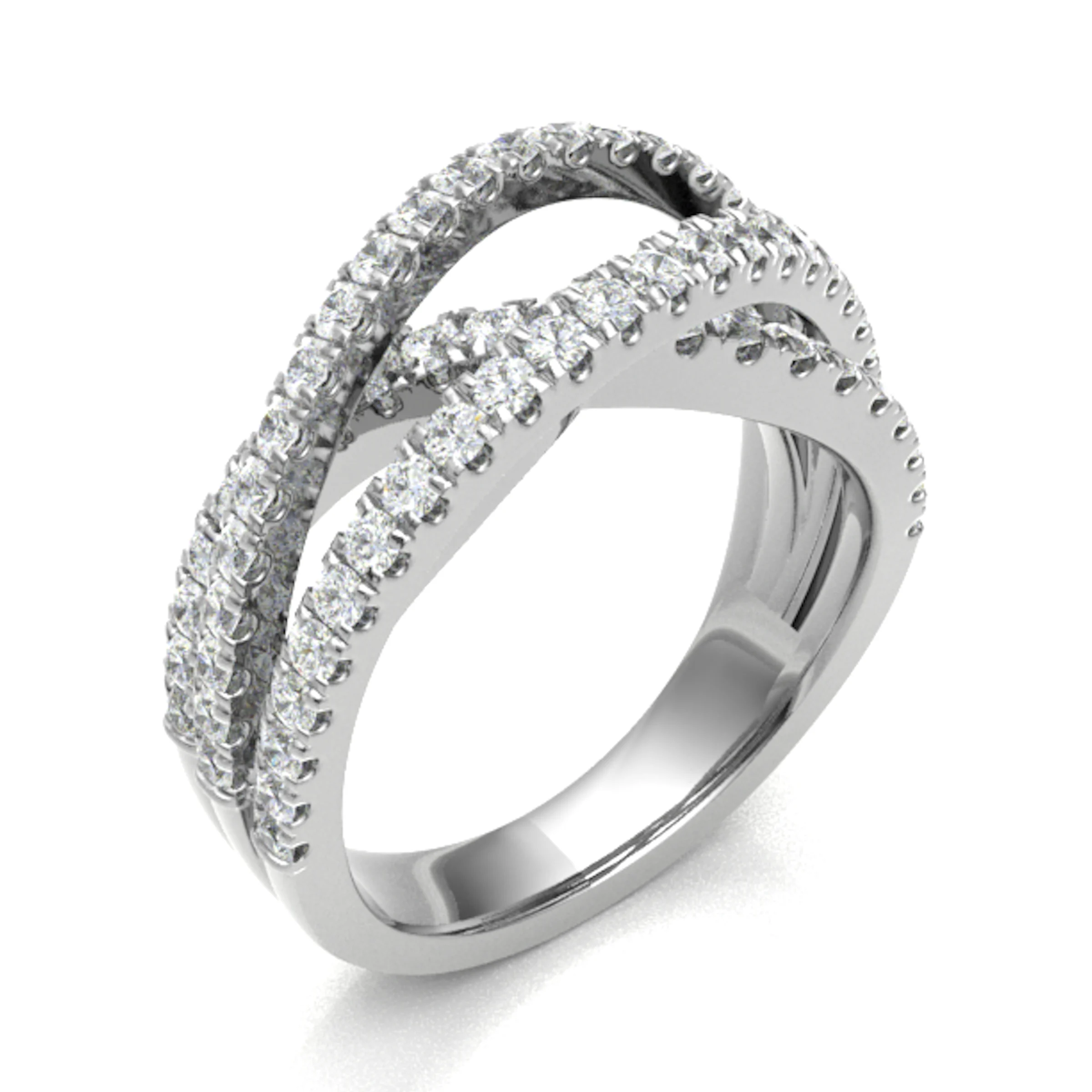 1 Ct Natural Round Cut Ealdburga  Diamond Rings in 18K White Gold
