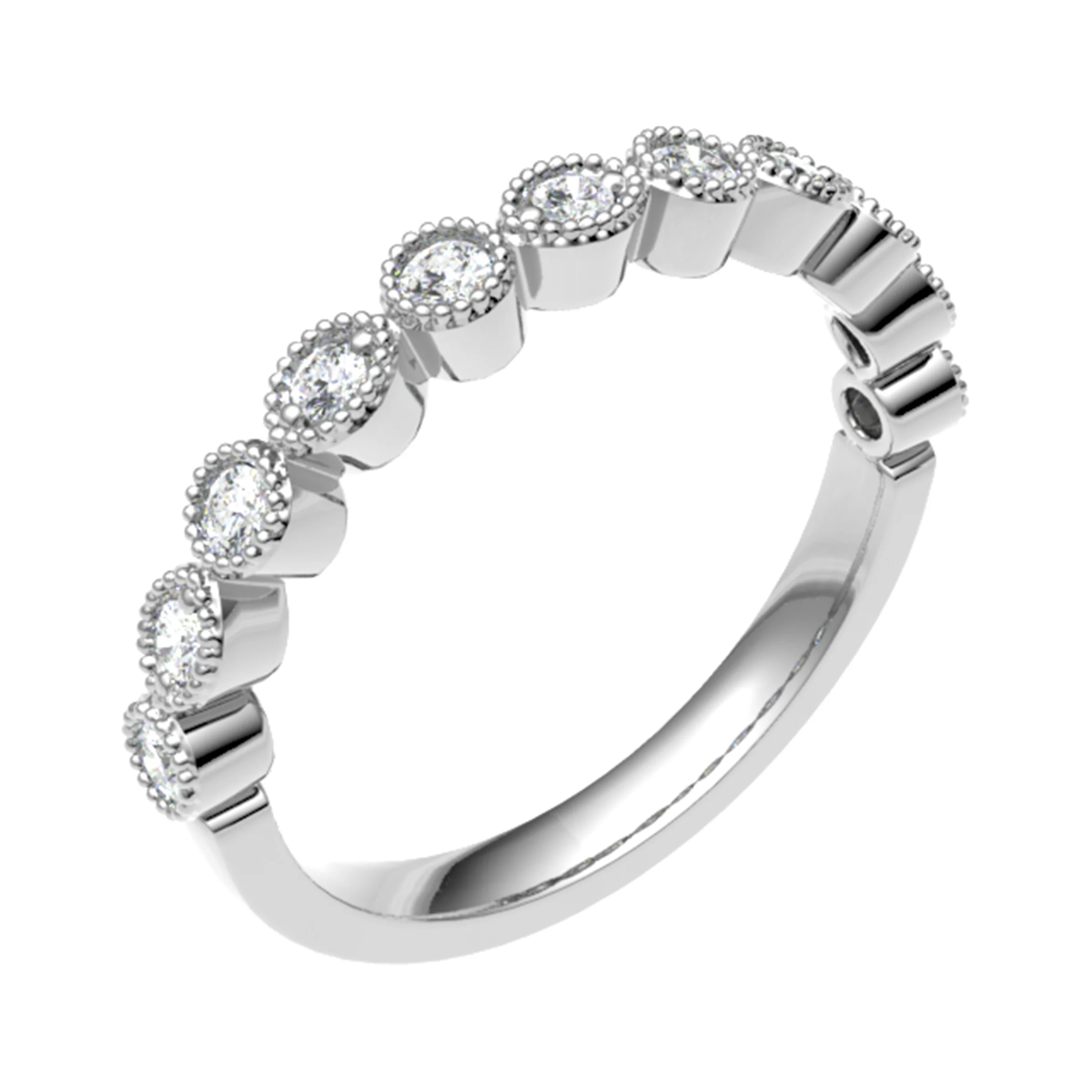 0.25 Carat Round Diamond Vintage Half Eternity Ring With Rubover Set 