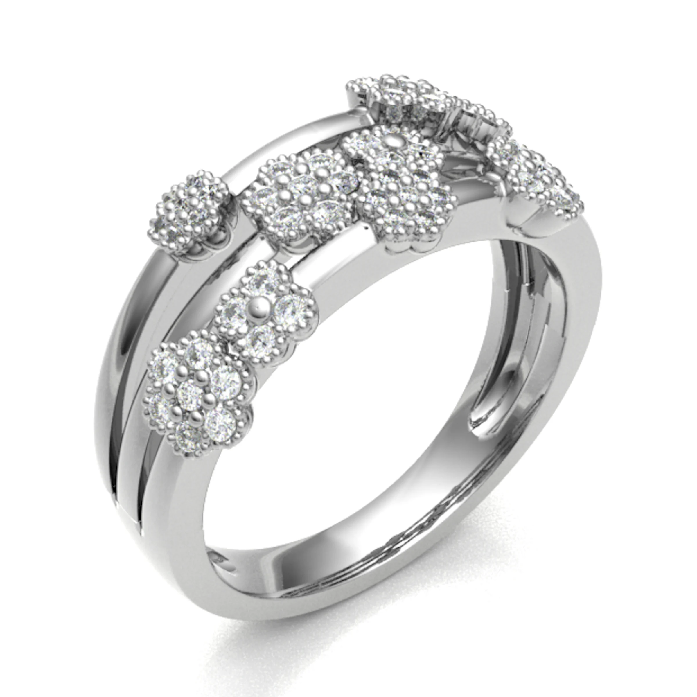0.33 Carat Round Diamonds Bubble Design Half Eternity Ring with Rubover Set