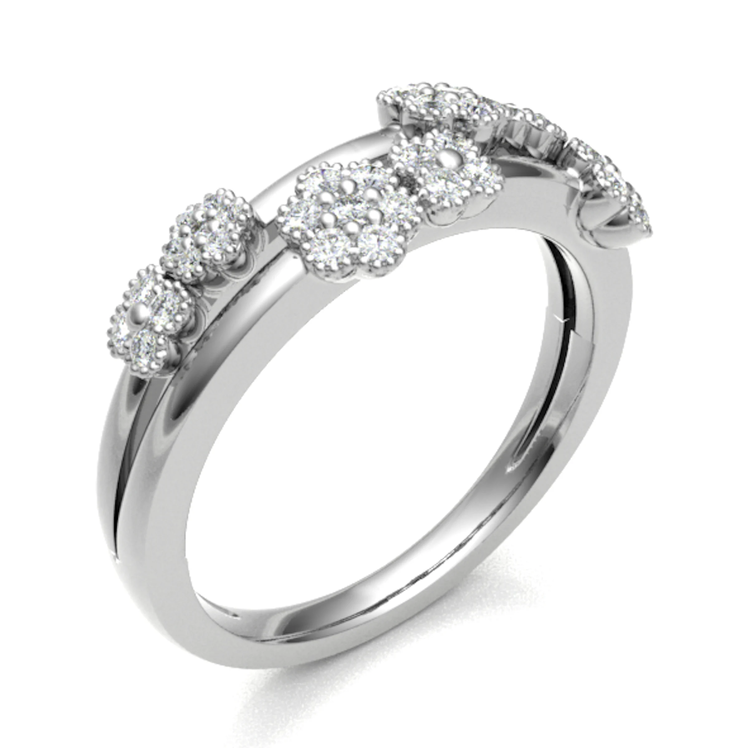 0.25 Carat Round Diamonds Bubble Design Half Eternity Ring with Rubover Set