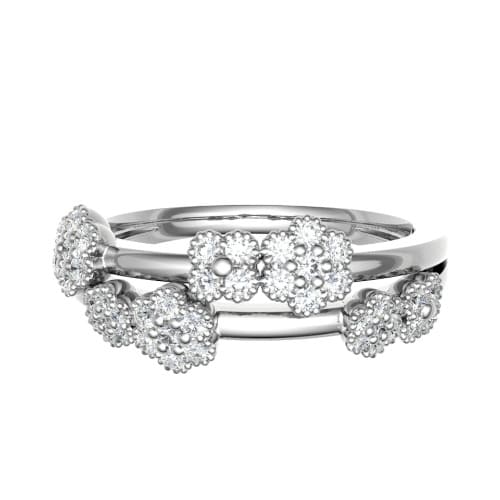 0.25 Ct Natural Round Cut Evaleen  Diamond Rings in 18K White Gold