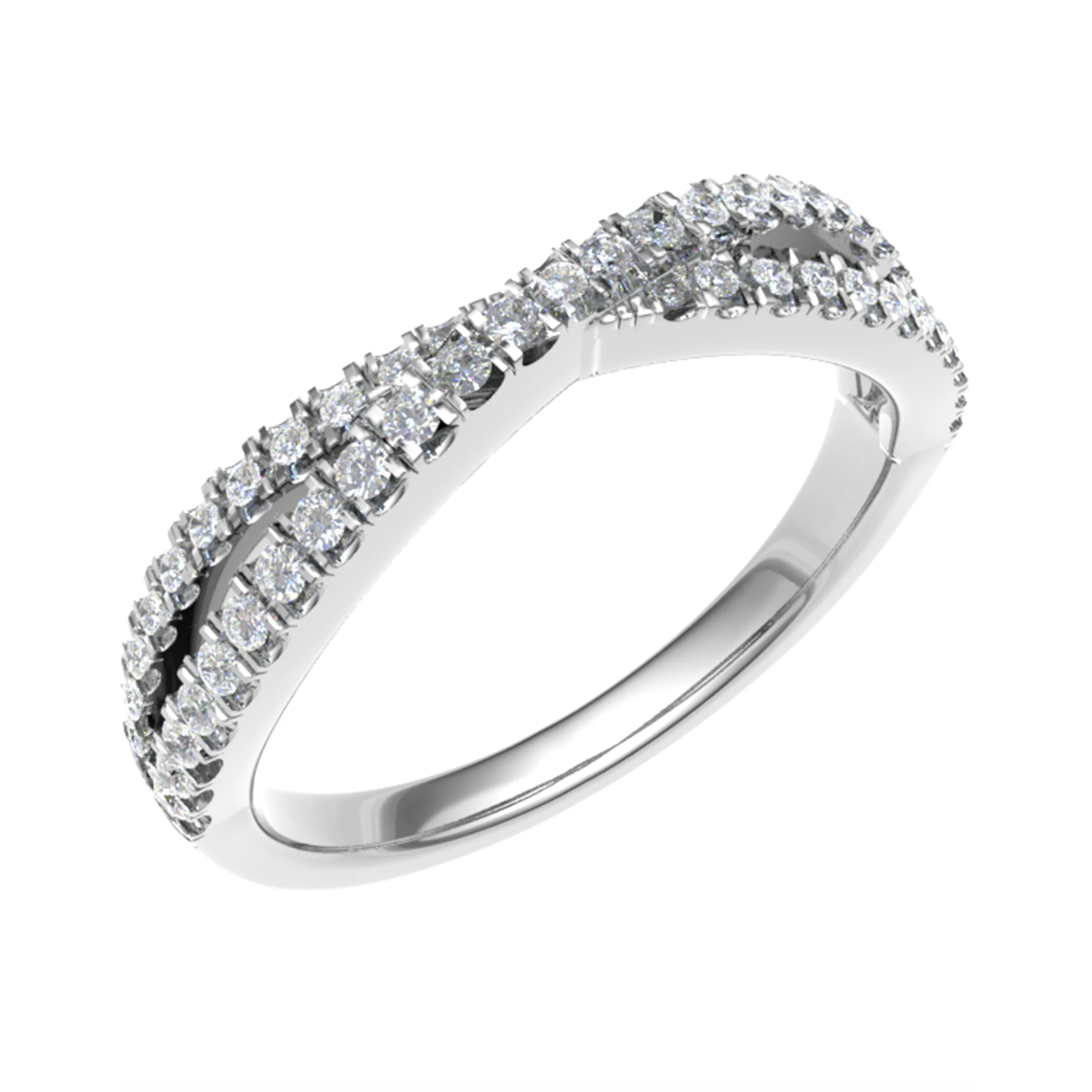 0.40 Carat Round Diamonds Twisted Half Eternity Ring with Micro Claw Set