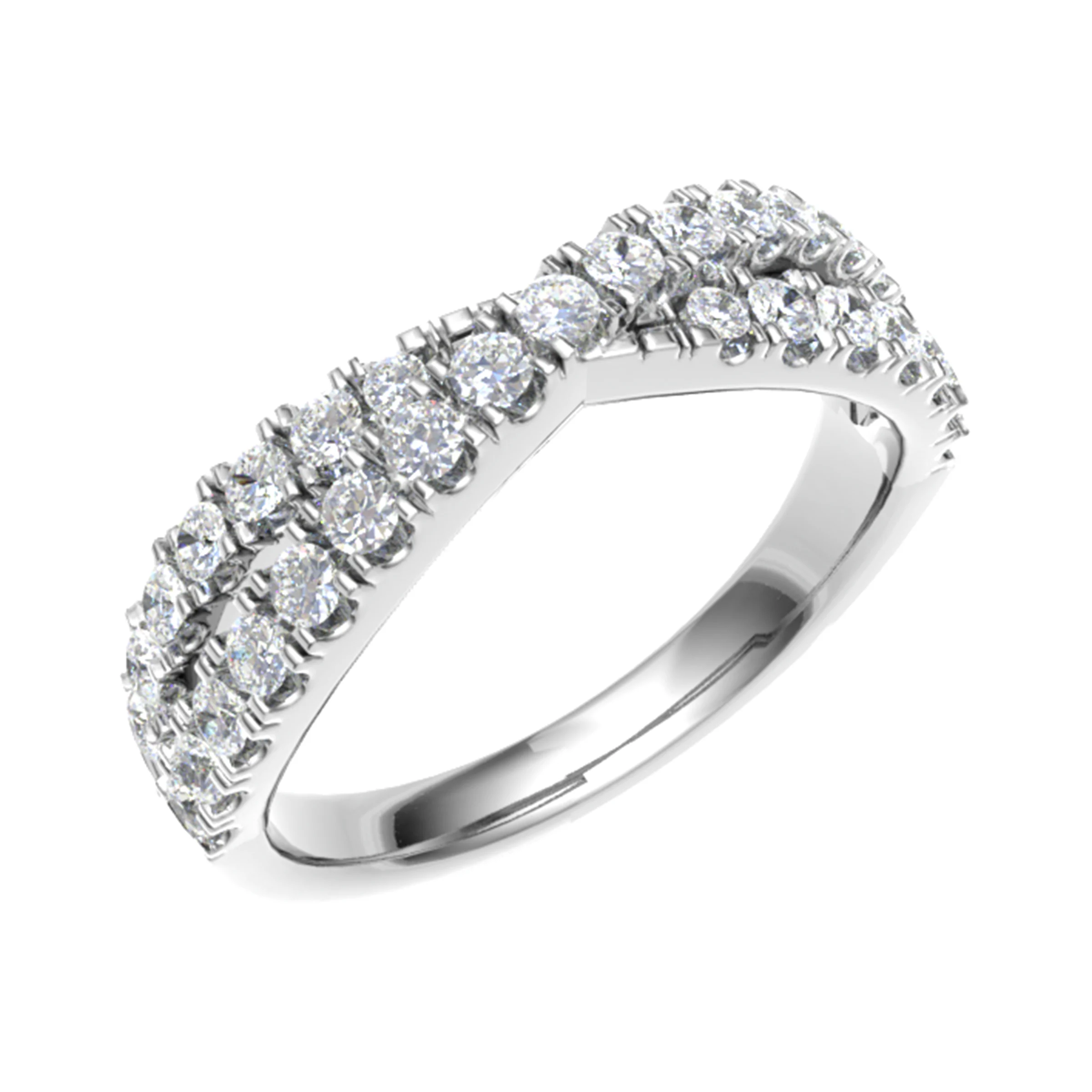 0.5 Ct Natural Round Cut Eleanor  Diamond Rings in 18K White Gold