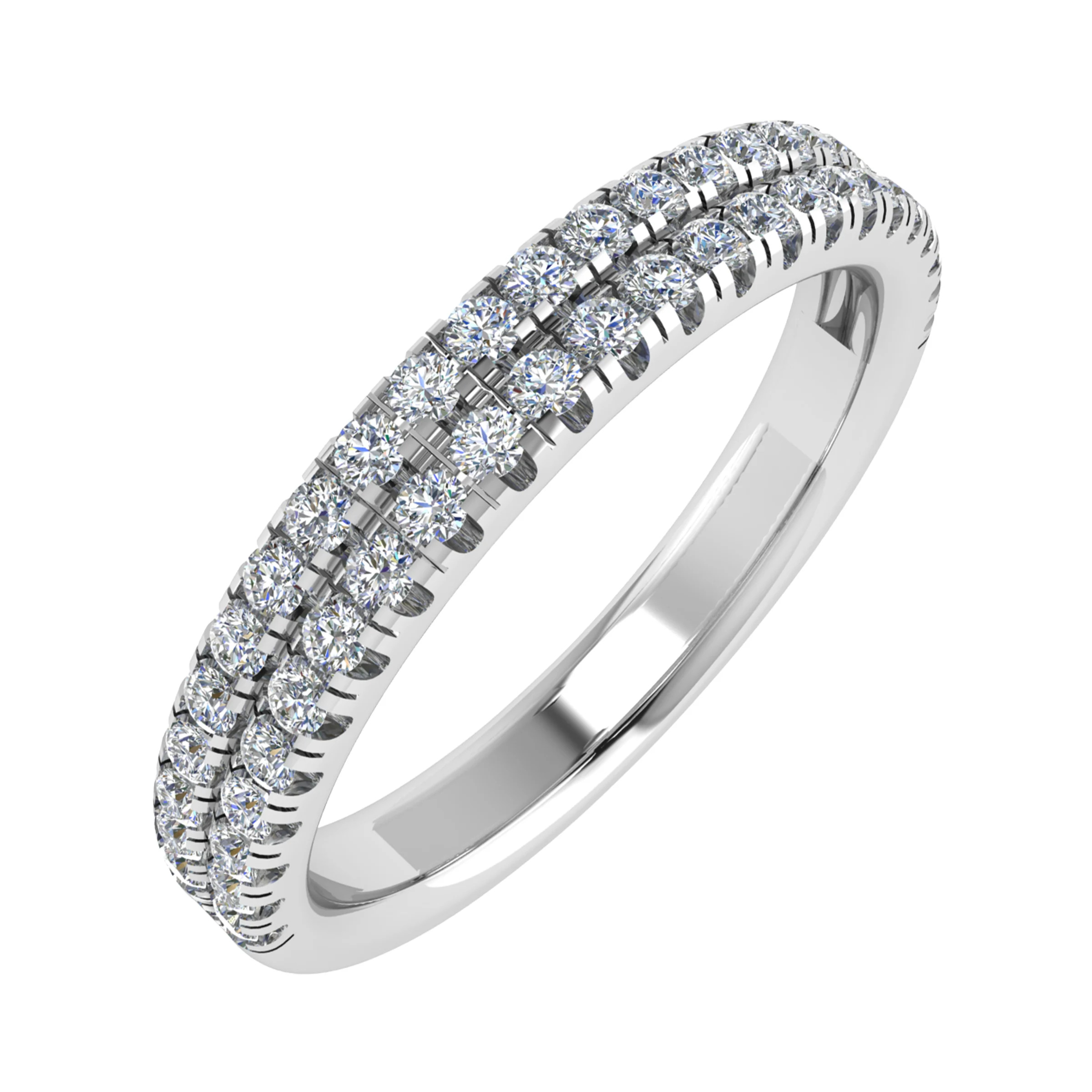 0.33 Ct Natural Round Cut Ellyson  Diamond Rings in 18K White Gold