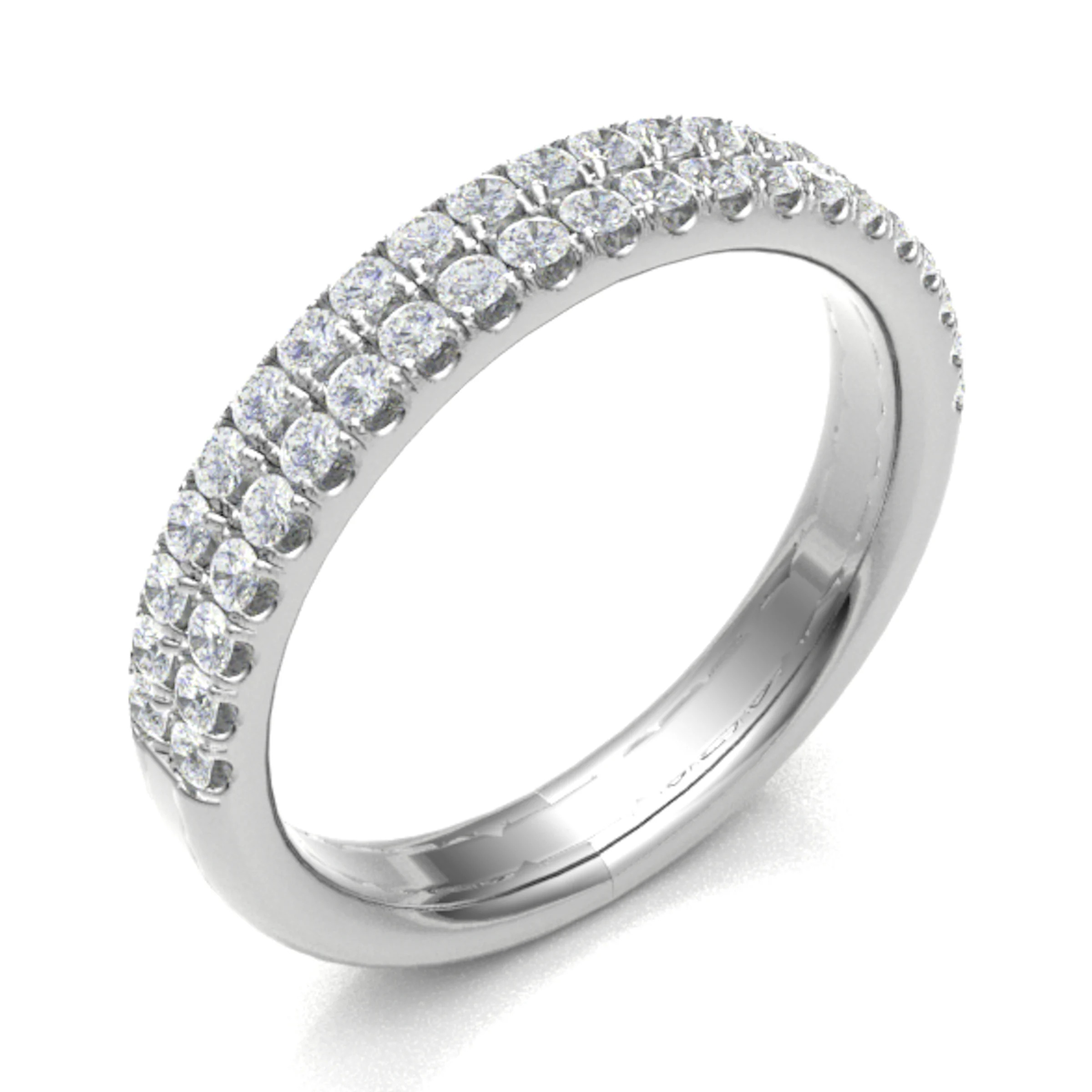 0.4 Ct Natural Round Cut Ellessa  Eternity Diamond Rings in 18K White Gold