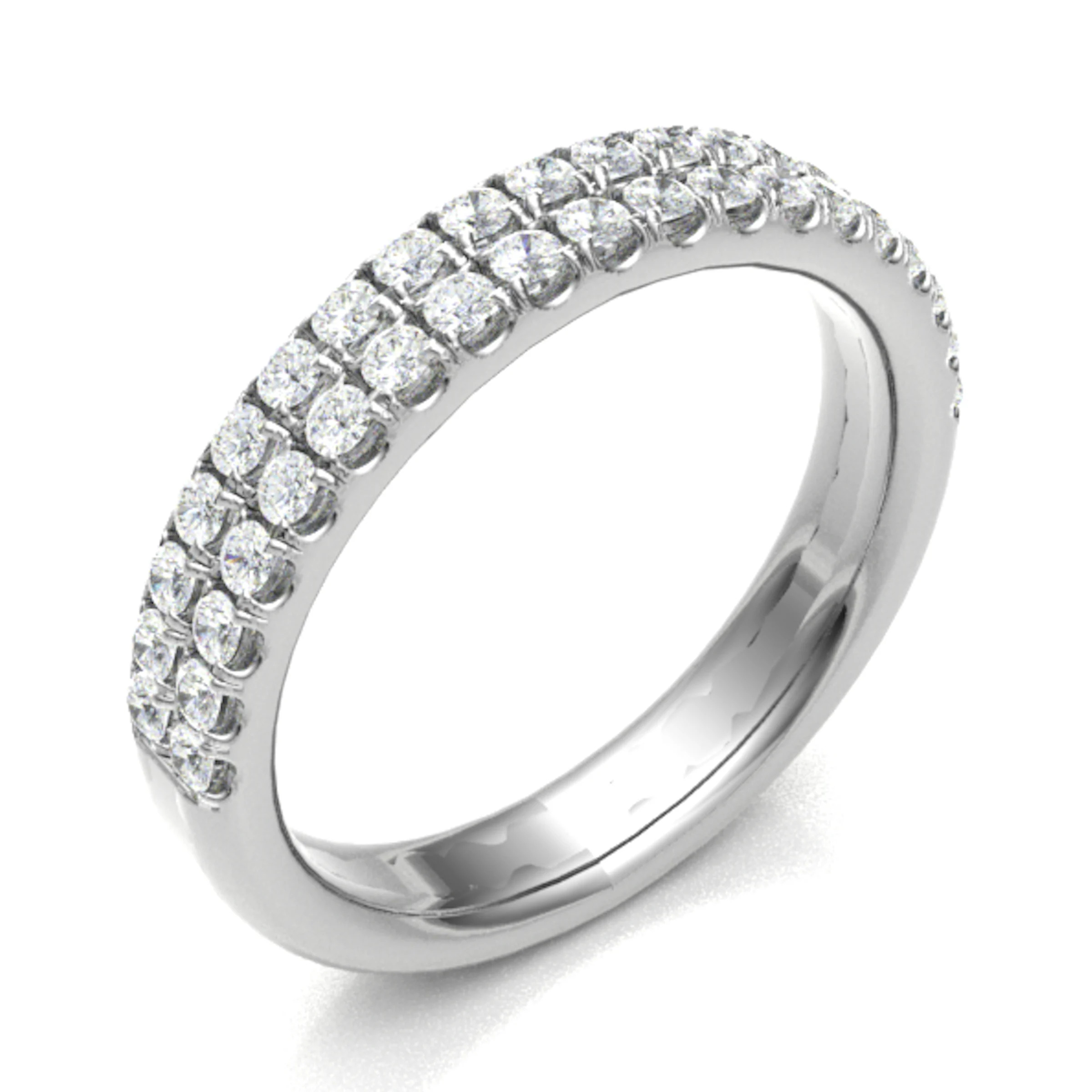 0.4 Ct Natural Round Cut Ellota  Diamond Rings in 18K White Gold