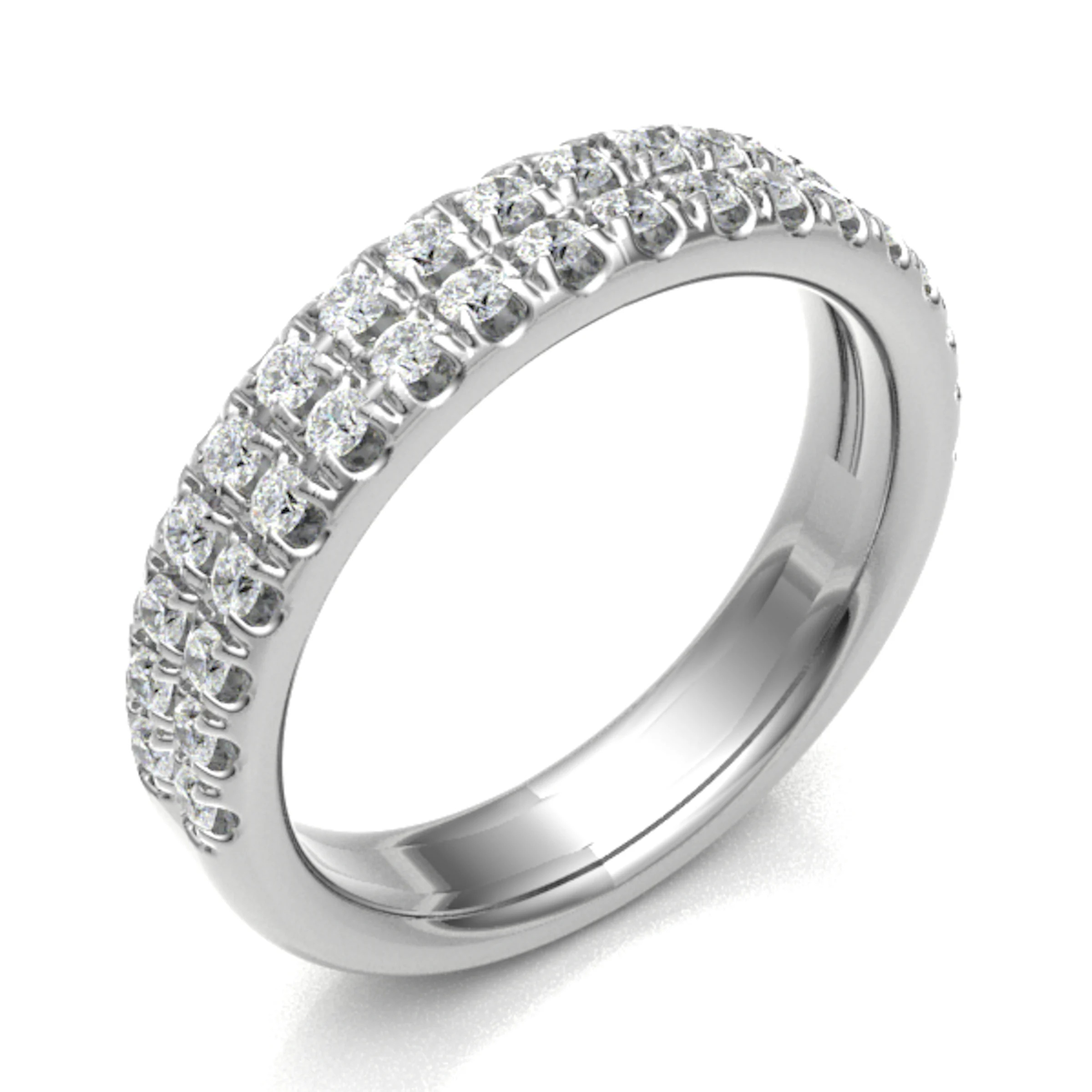0.6 Ct Natural Round Cut Elueua  Diamond Rings in 18K White Gold