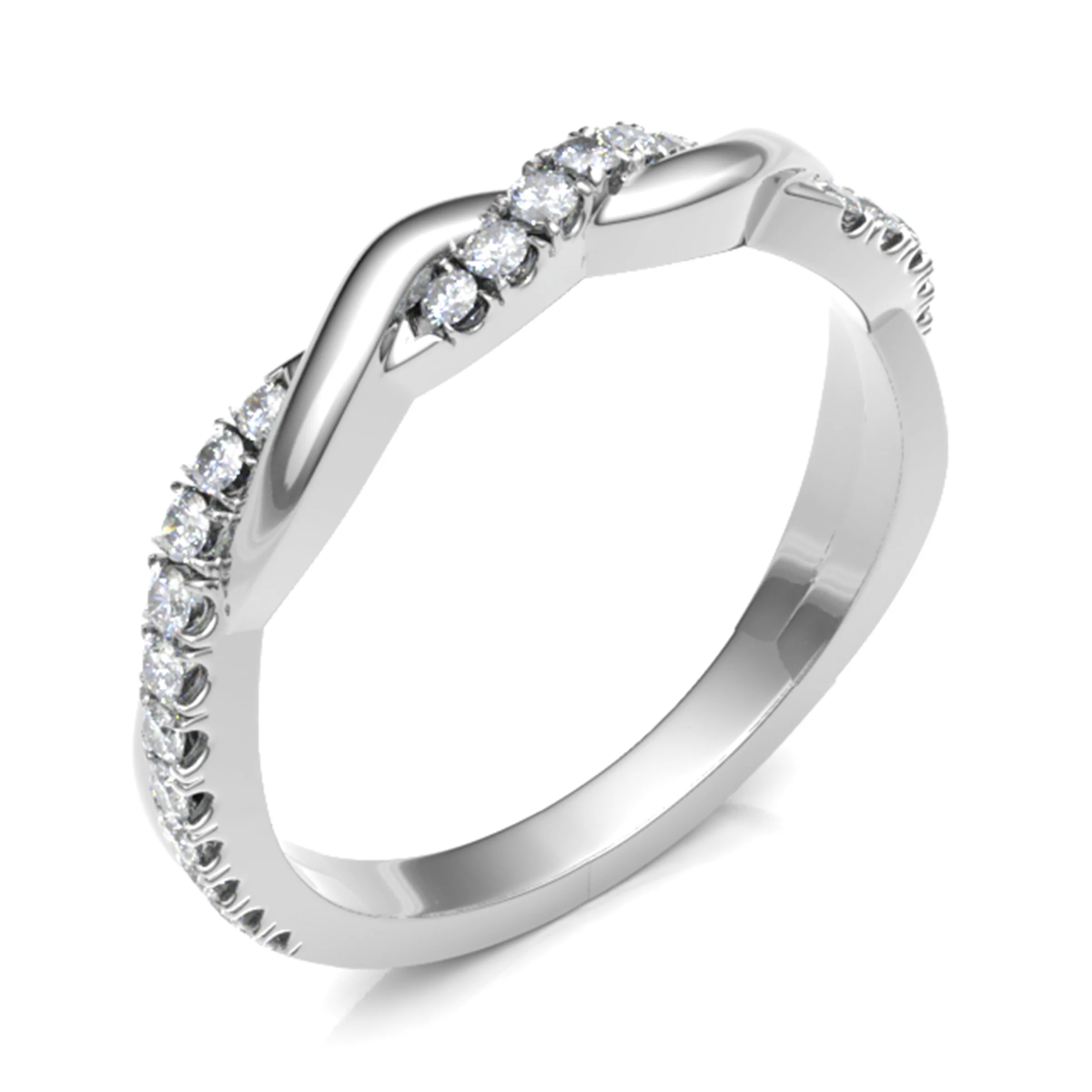 0.20 Carat Round Diamonds Twisted Half Eternity Ring with Micro Claw Set