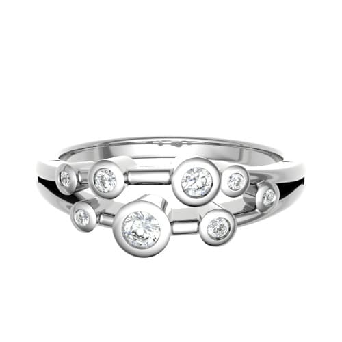 0.15 Ct Natural Round Cut Estell  Diamond Rings in 18K White Gold
