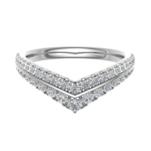 0.4 Ct Natural Round Cut Evonne  Diamond Rings in 18K White Gold
