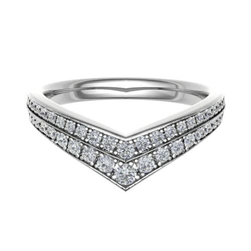 0.4 Ct Natural Round Cut Evienne  Diamond Rings in 18K White Gold