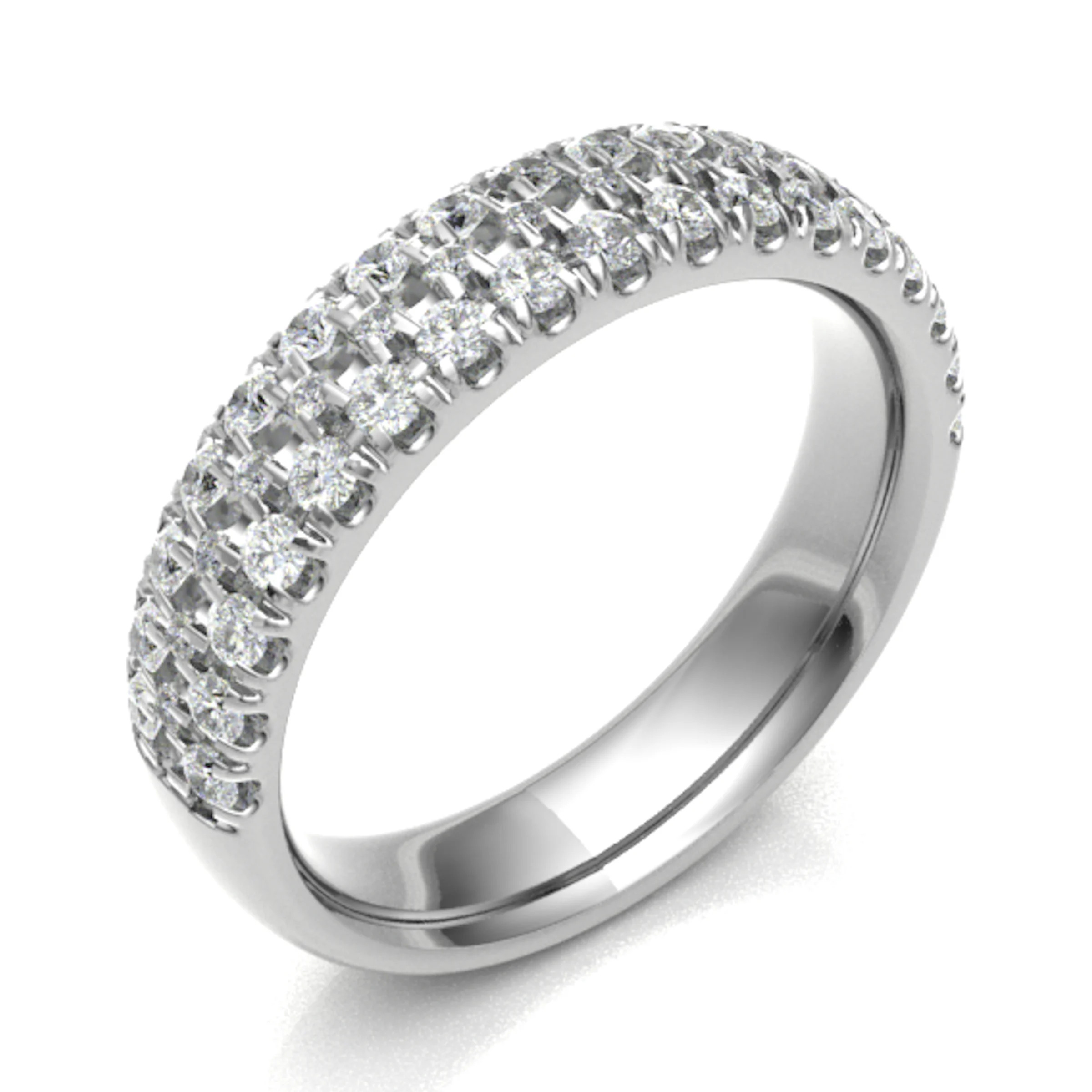 0.75 Ct Natural Round Cut Elspet  Diamond Rings in 18K White Gold