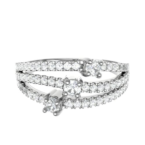 0.4 Ct Natural Round Cut Elynor  Diamond Rings in 18K White Gold