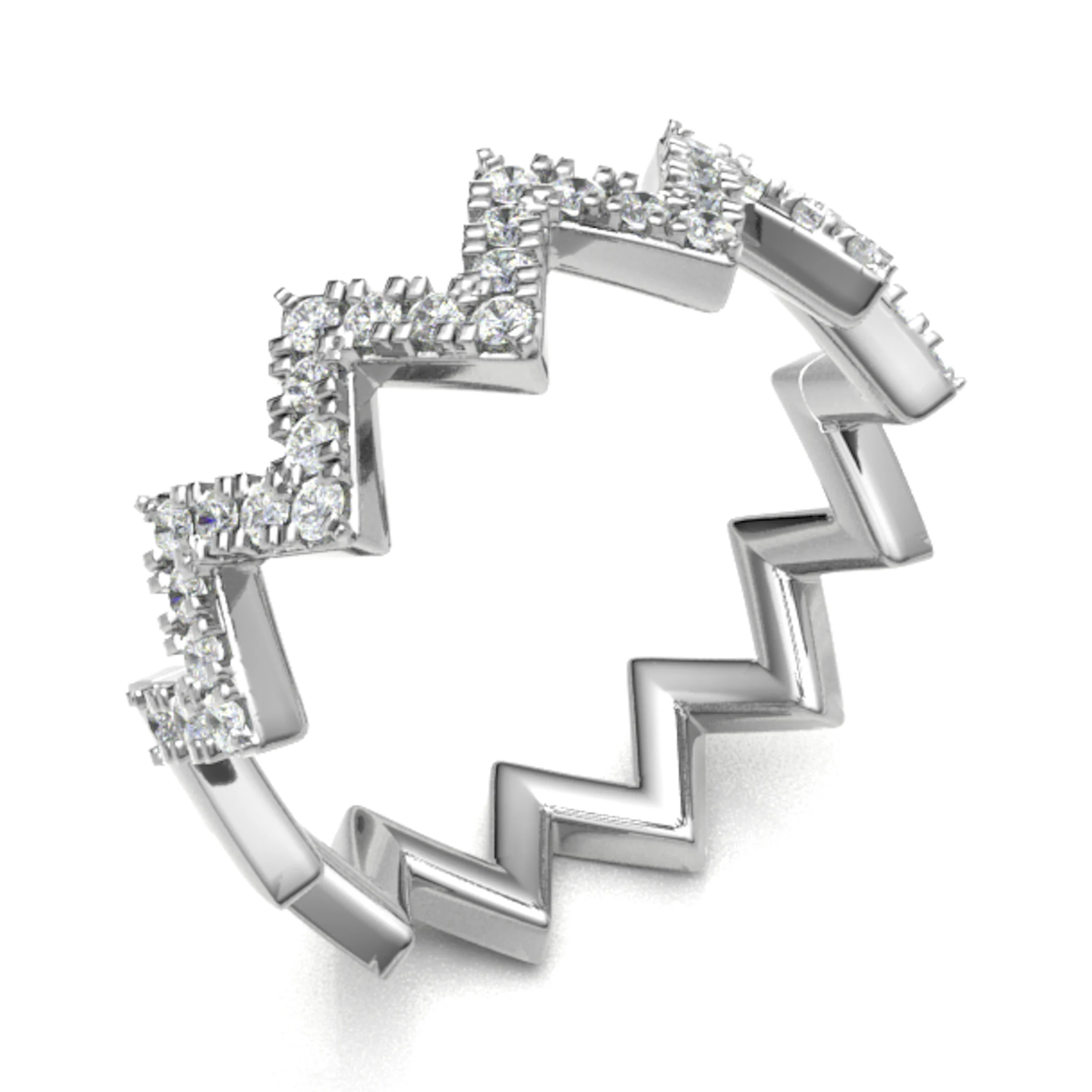 0.33 Carat Round Diamonds Fancy Zig Zag Half Eternity Ring with Micro Claw Set