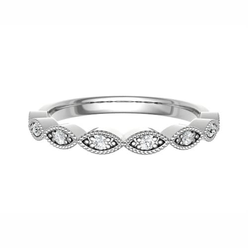 0.1 Ct Lab-Created Round Cut Emera  Diamond Rings in 9K White Gold
