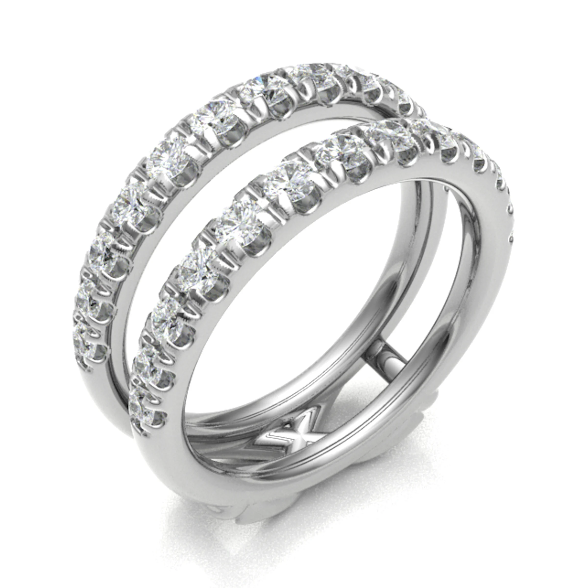 1 Ct Natural Round Cut Emmote  Diamond Rings in 18K White Gold