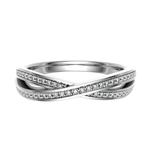 0.15 Ct Natural Round Cut Elza  Eternity Diamond Rings in 18K White Gold