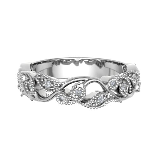 0.1 Ct Natural Round Cut Elorah  Diamond Rings in 18K White Gold