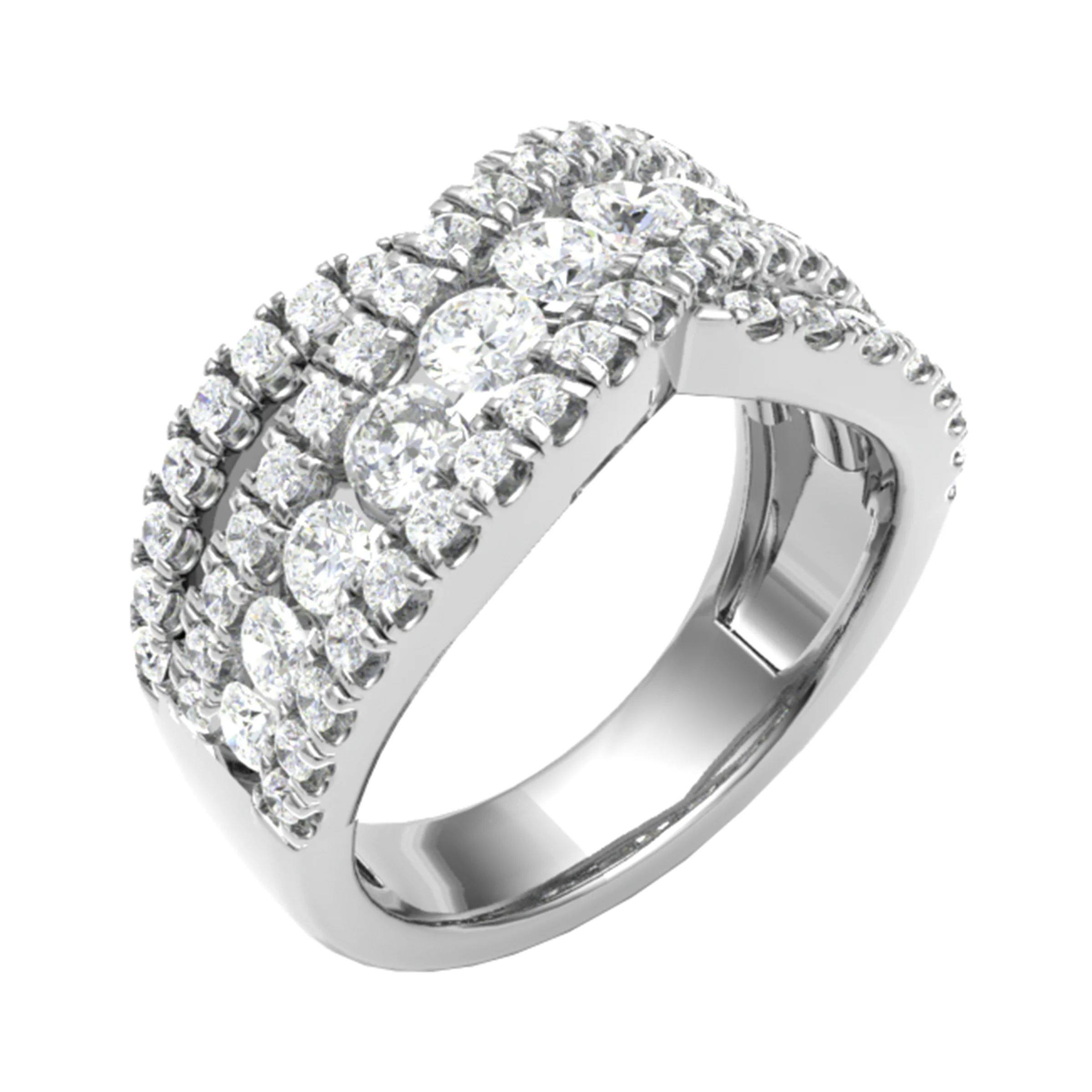 2 Ct Natural Round Cut Enide  Diamond Rings in 18K White Gold