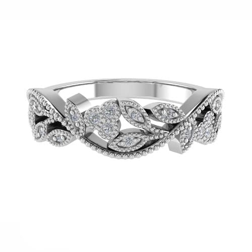 0.1 Ct Lab-Created Round Cut Elyzabeth  Diamond Rings in 9K White Gold