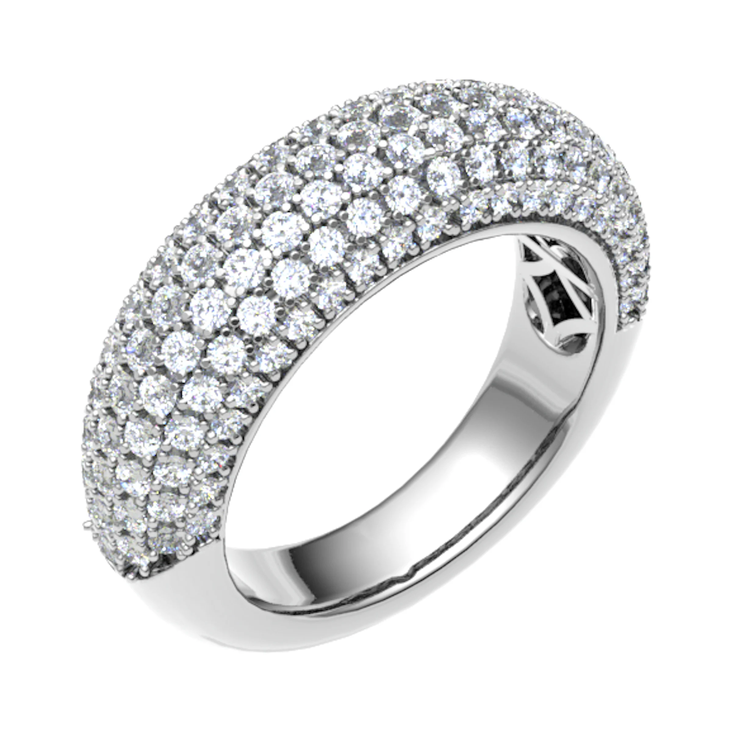 1.5 Ct Natural Round Cut Emilynne  Diamond Rings in 18K White Gold