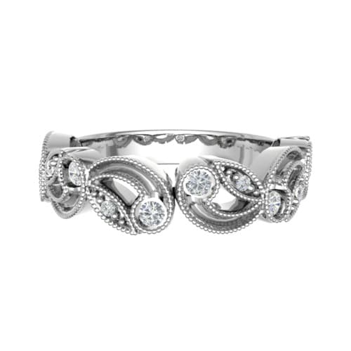 0.25 Ct Lab-Created Round Cut Ellyn  Diamond Rings in 9K White Gold