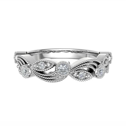 0.2 Ct Natural Round Cut Eadie  Diamond Rings in 18K White Gold