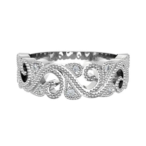 0.25 Ct Natural Round Cut Elizabelle  Diamond Rings in 18K White Gold