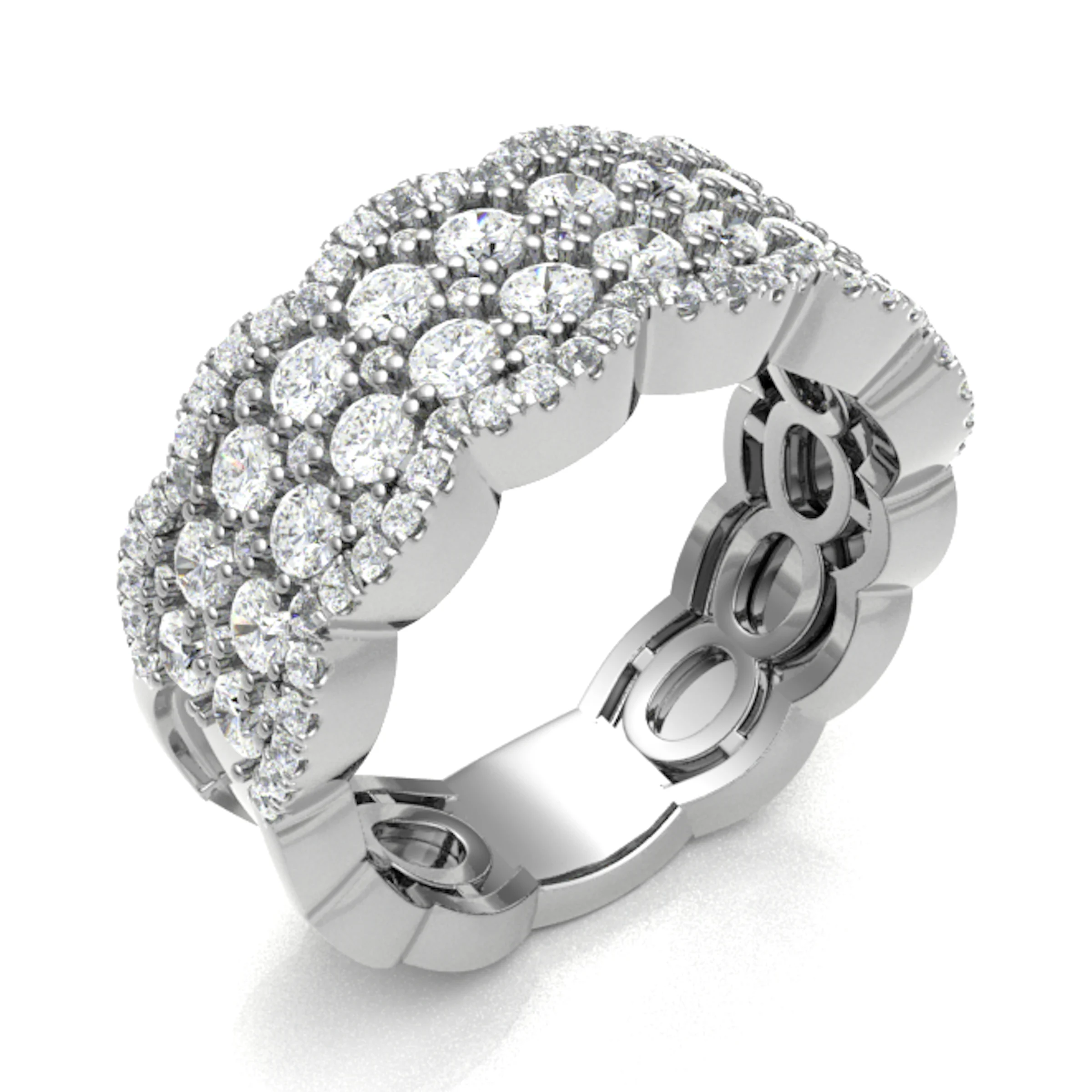 1.75 Ct Natural Round Cut Endria  Diamond Rings in 18K White Gold