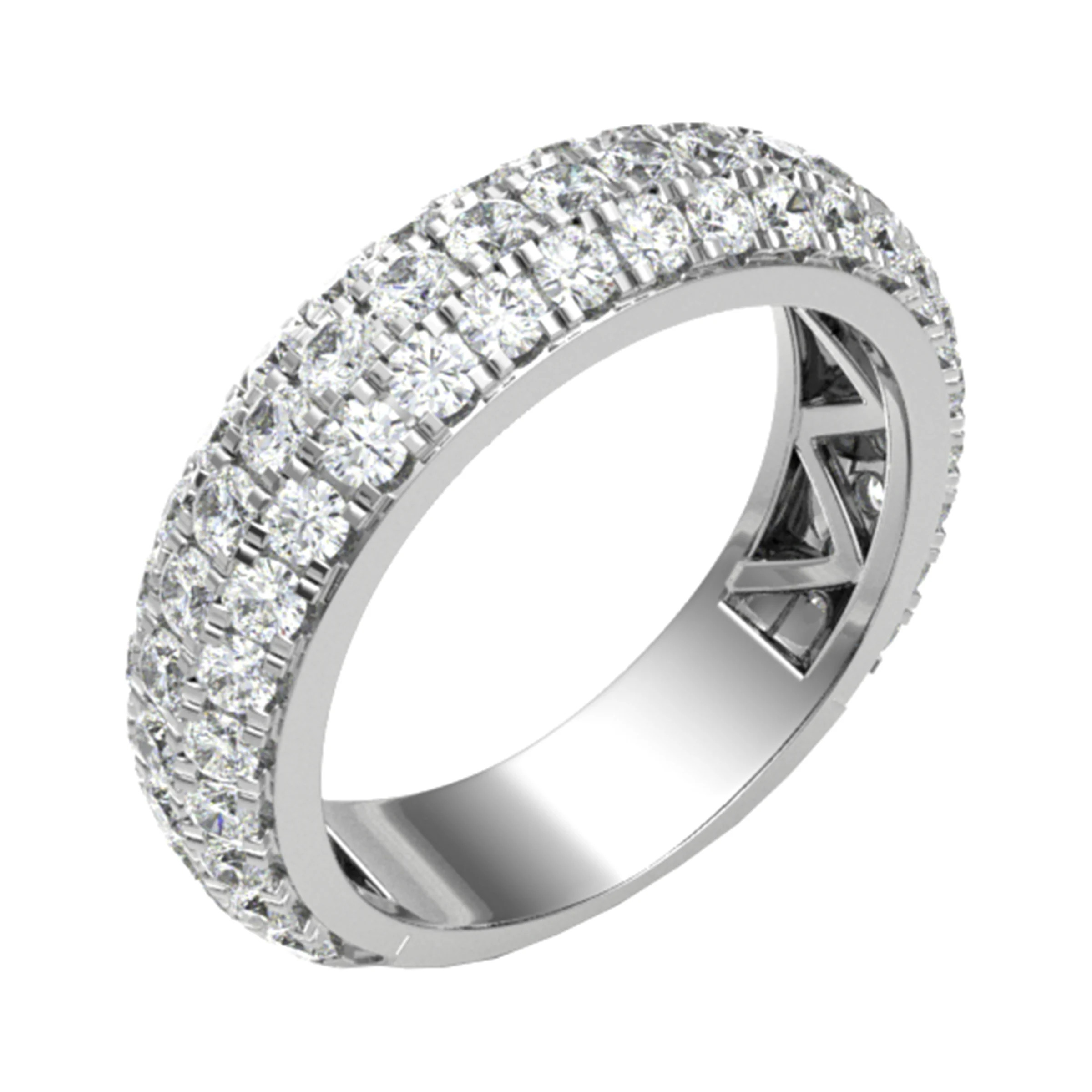 1.5 Ct Natural Round Cut Elyta  Diamond Rings in 18K White Gold