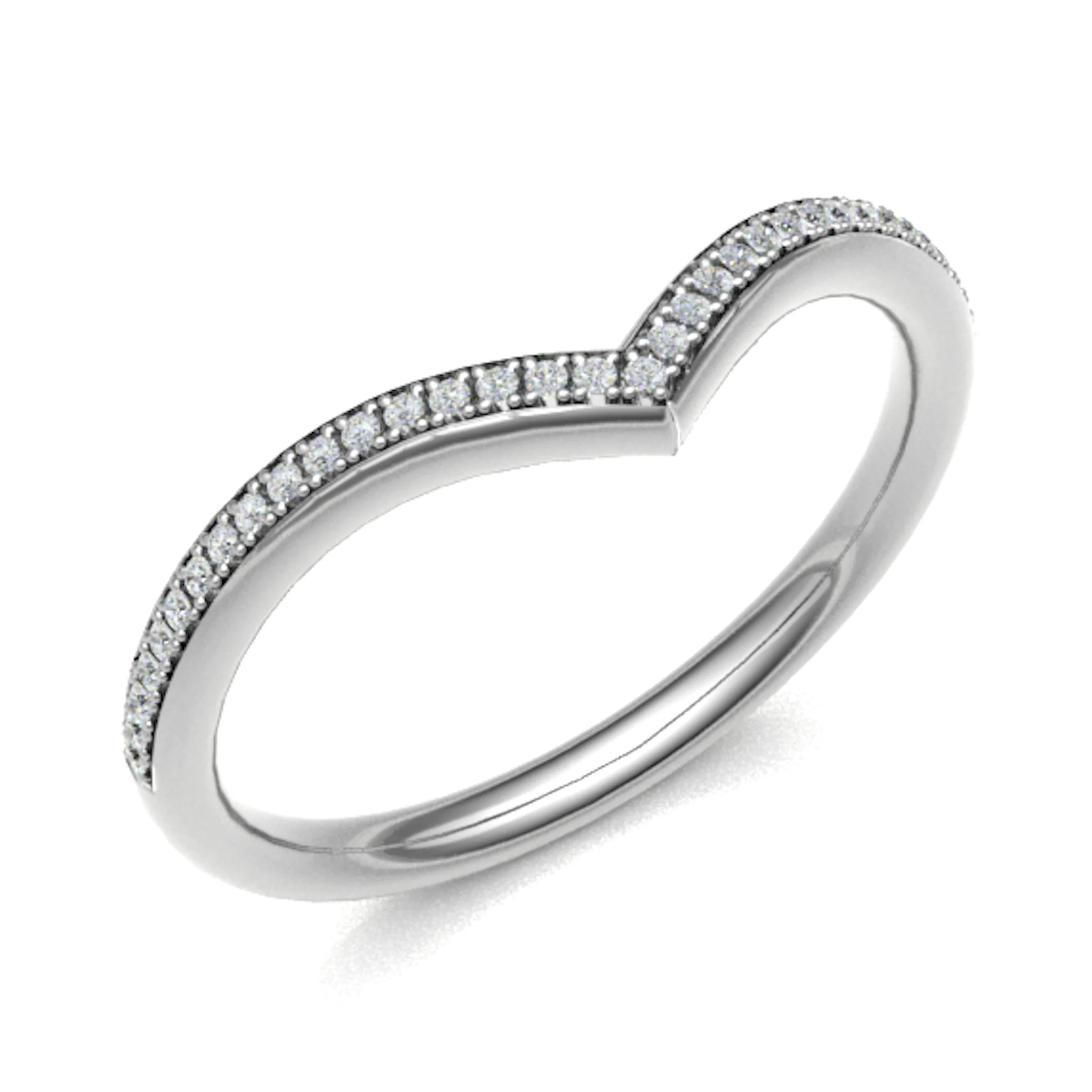 0.1 Ct Natural Round Cut Eanfled  Diamond Rings in 18K White Gold