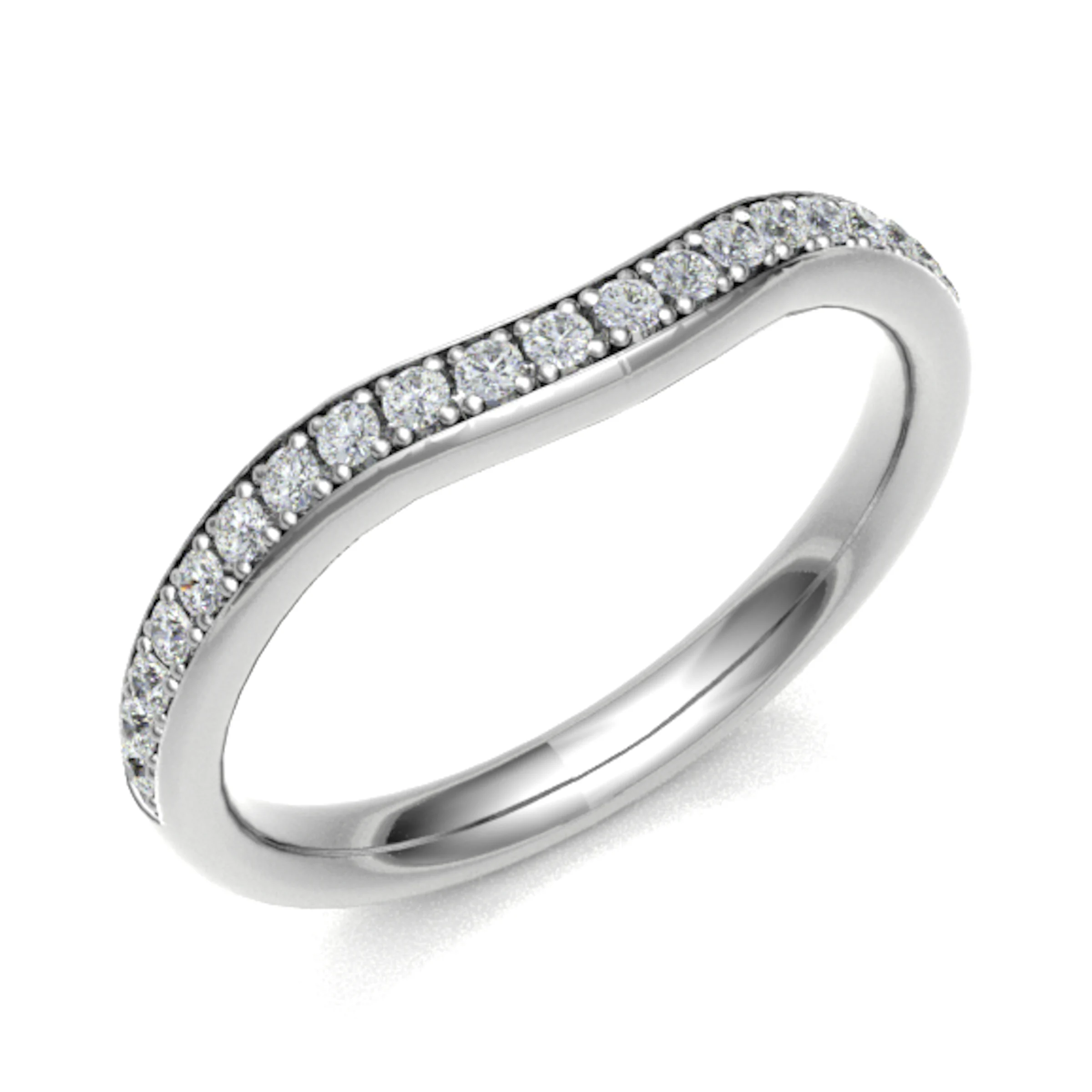 0.2 Ct Natural Round Cut Edwyna  Eternity Diamond Rings in 18K White Gold