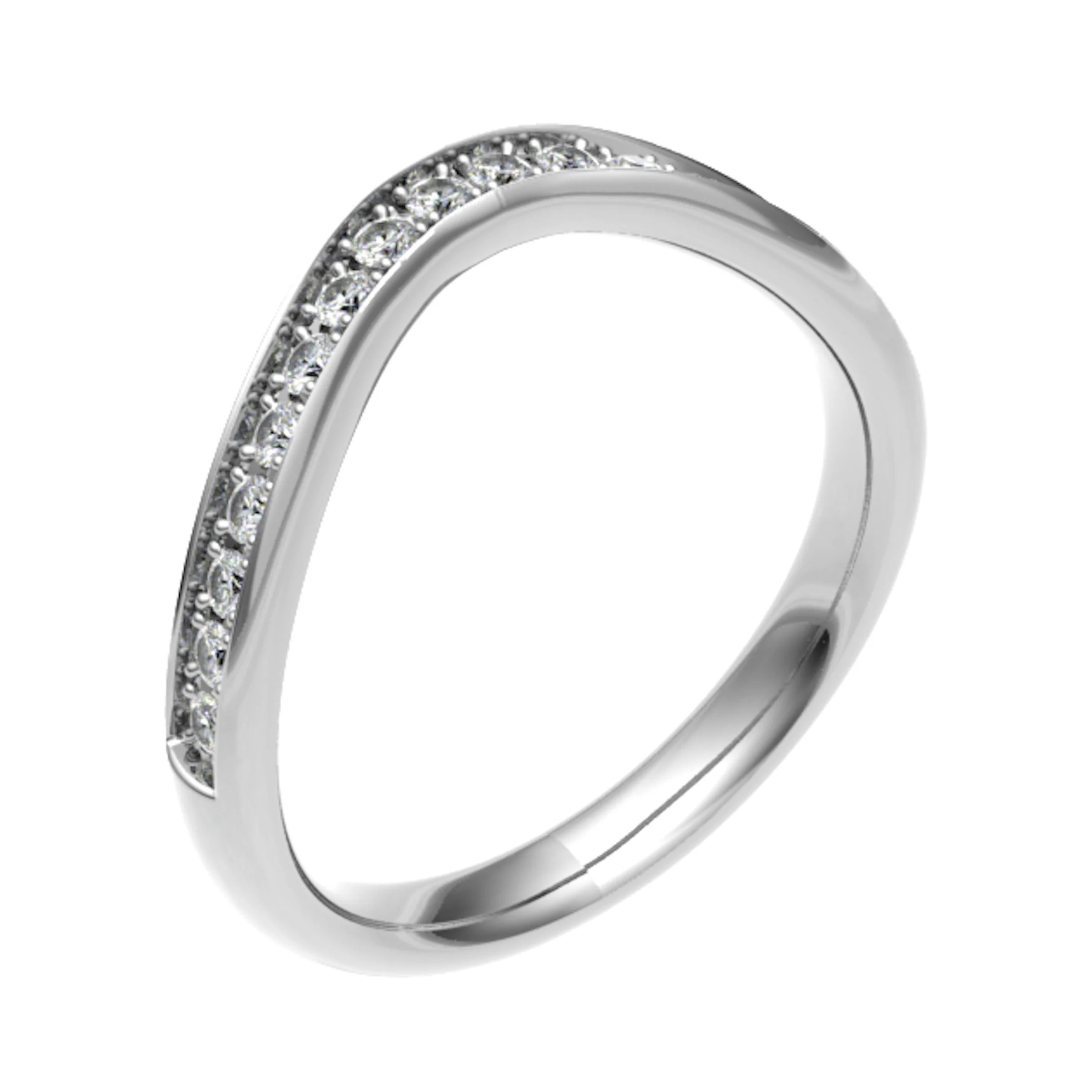 0.33 Ct Natural Round Cut Elfeda  Diamond Rings in 18K White Gold