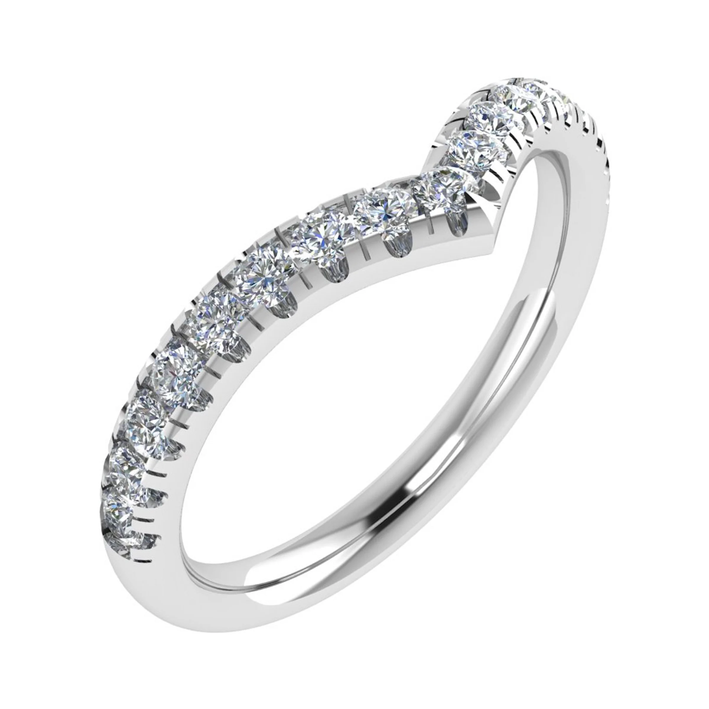 0.33 Ct Natural Round Cut Eiling  Eternity Diamond Rings in 18K White Gold