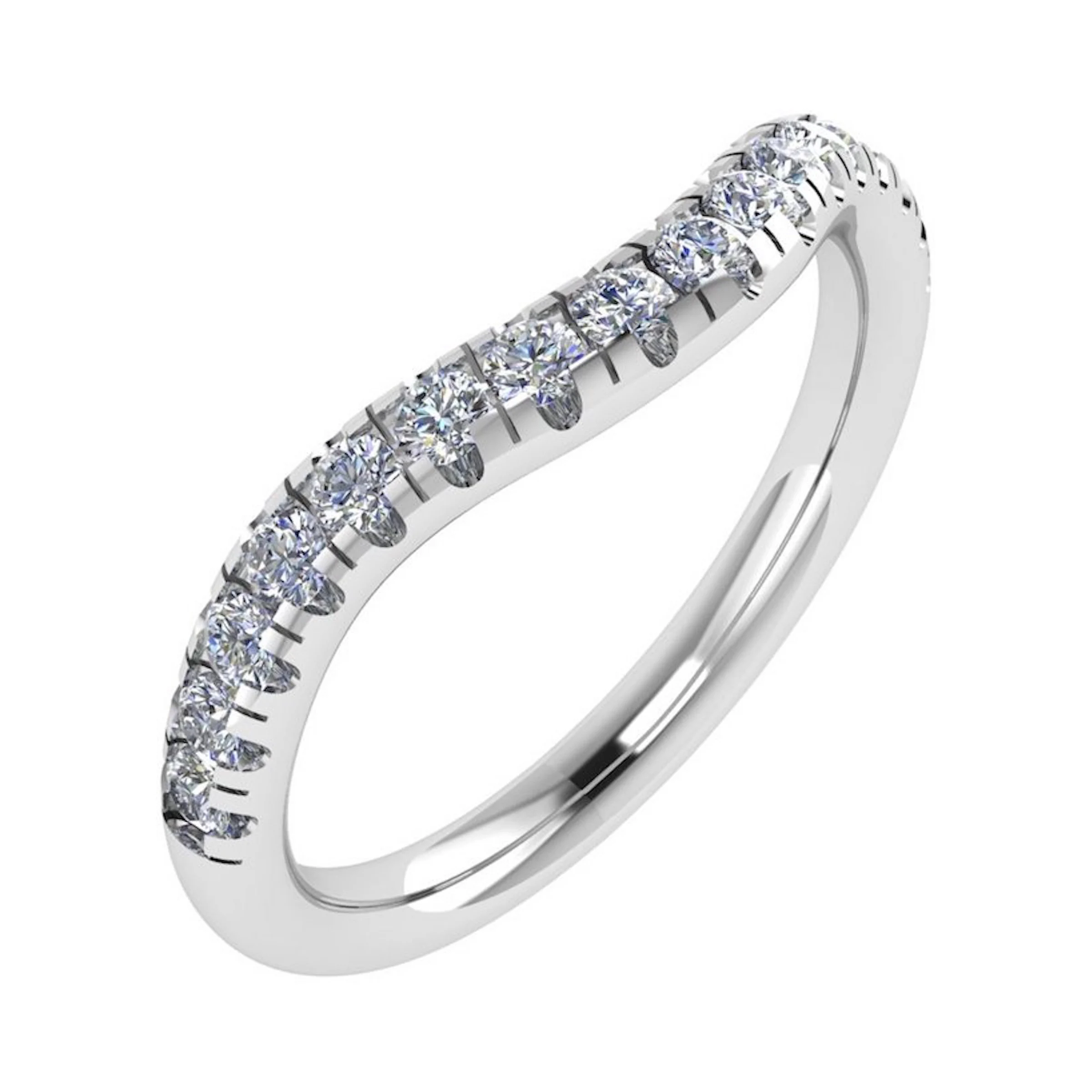 0.33 Ct Natural Round Cut Egbertyna  Diamond Rings in 18K White Gold