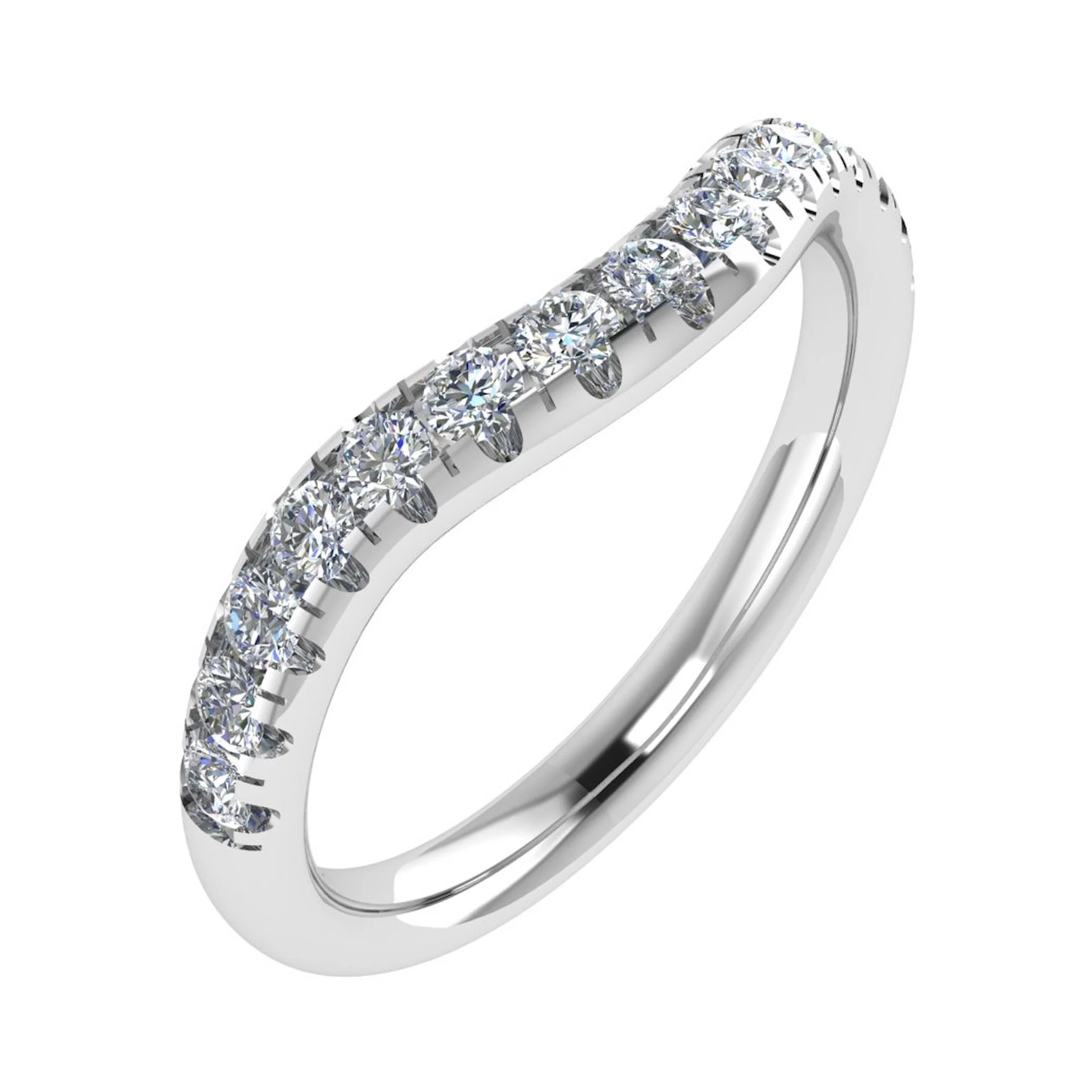 0.33 Ct Natural Round Cut Elestren  Diamond Rings in 18K White Gold