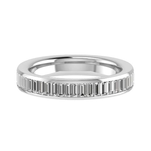 0.25 - 2.00 Carat Natural Portrait Baguette Cut Diamond Half Eternity Ring with Channel Set in Flat Court Profile