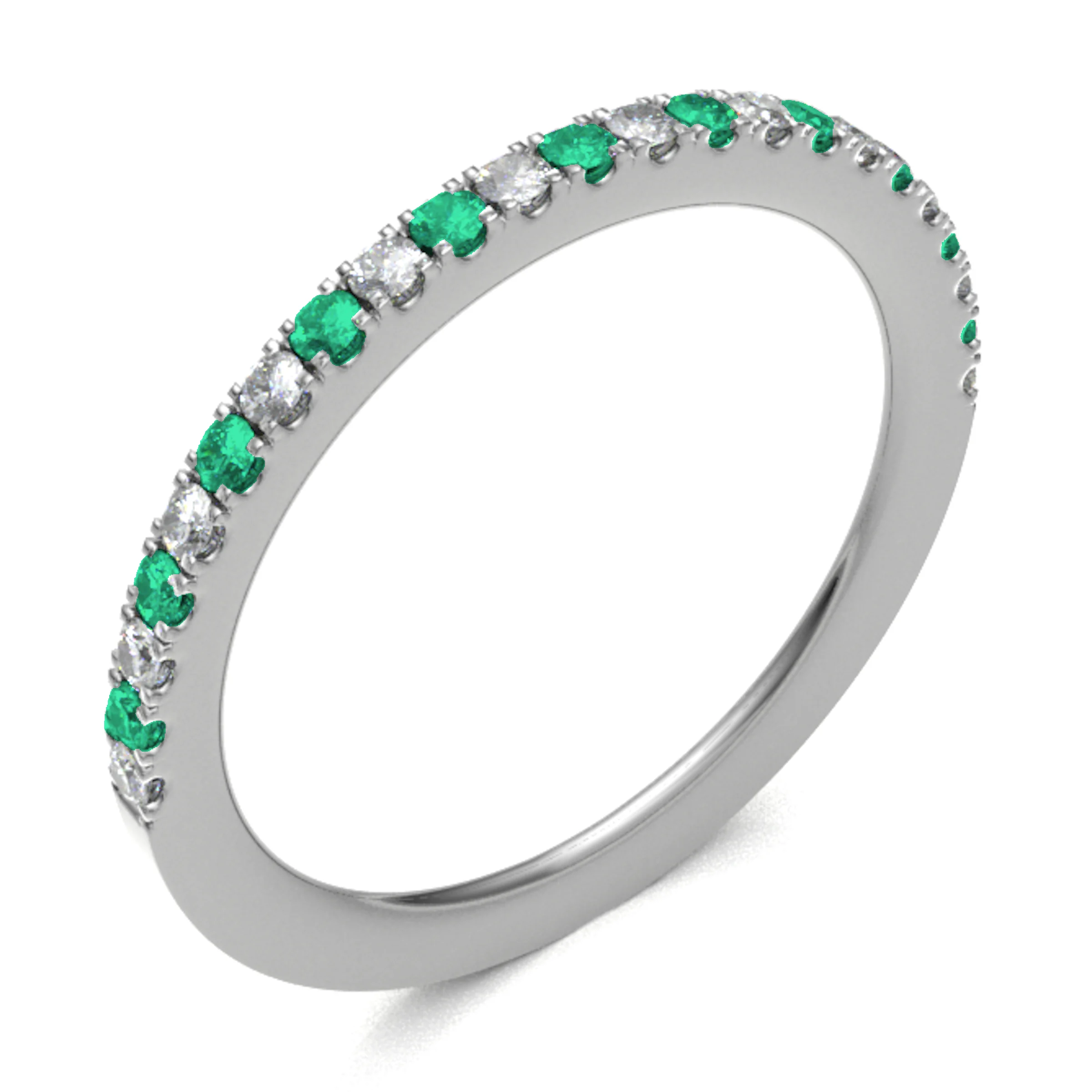 Eana Emerald Micro Pave Set  Diamond Ring