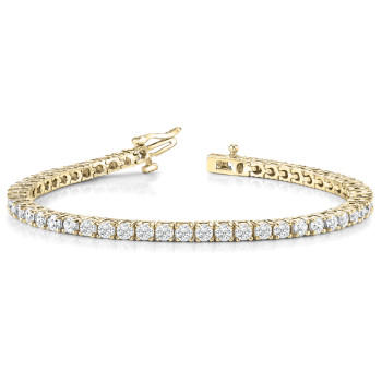 5 Ct Lab-Created Round Cut Paityn  Diamond Tennis Bracelets in 9K Yellow Gold