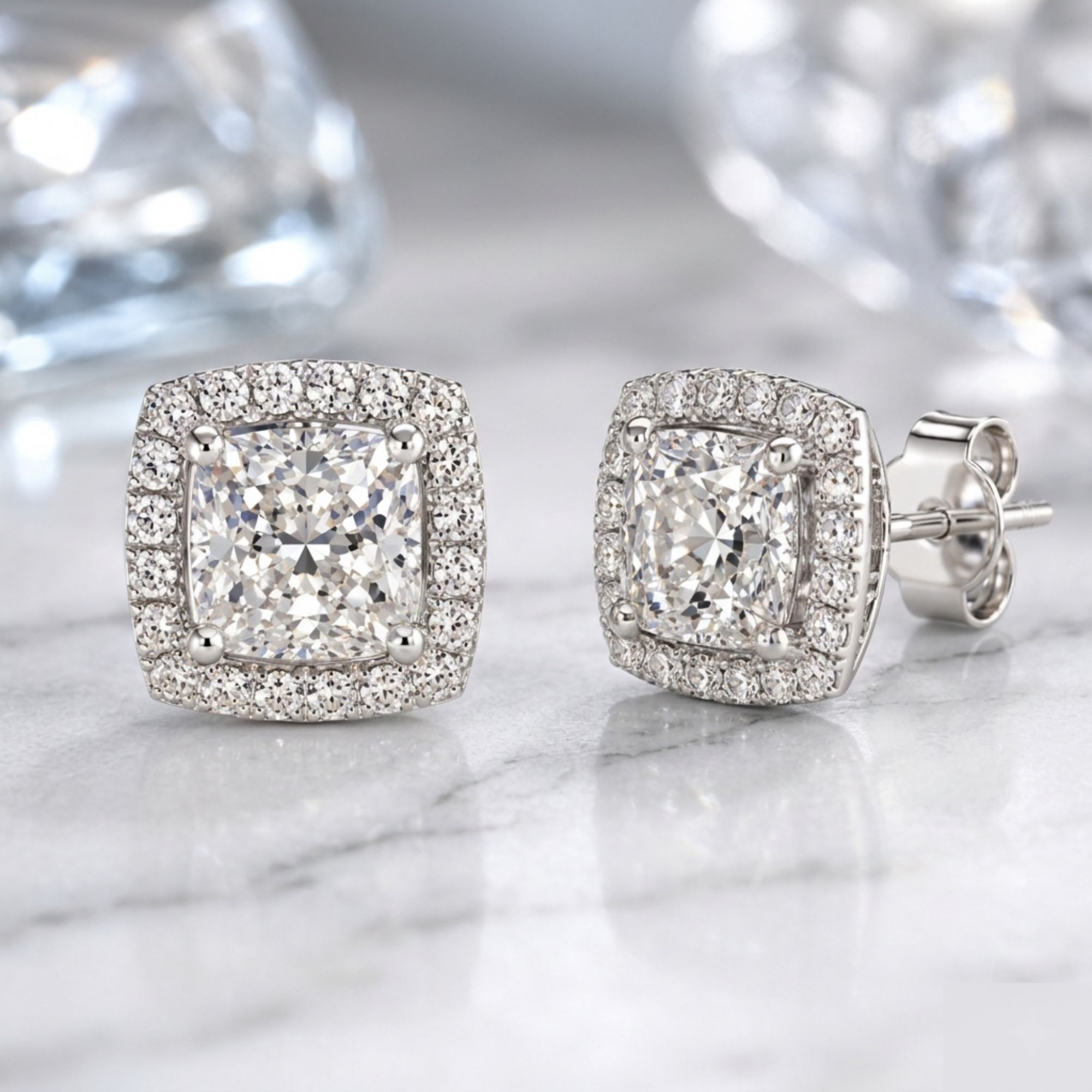 Ren Cushion Pave Set Men's Diamond Earrings