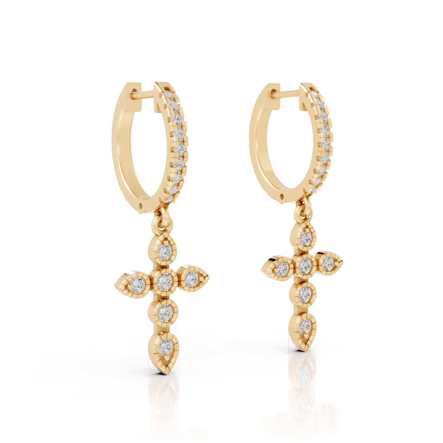 Alvreta Lab Grown Yellow Gold Prong Set Men's Diamond Earrings