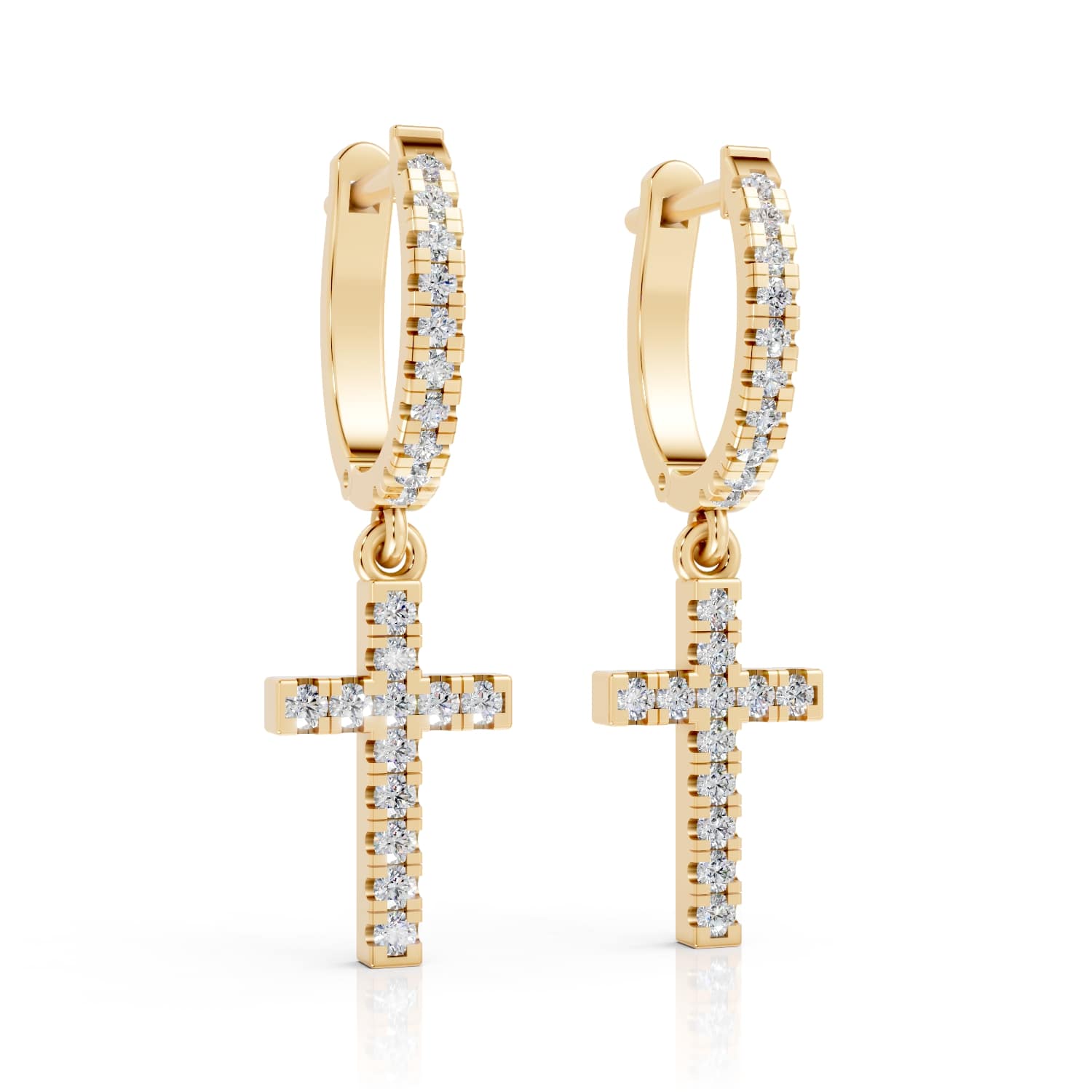 Albreta Lab Grown Yellow Gold Prong Set Men's Diamond Earrings