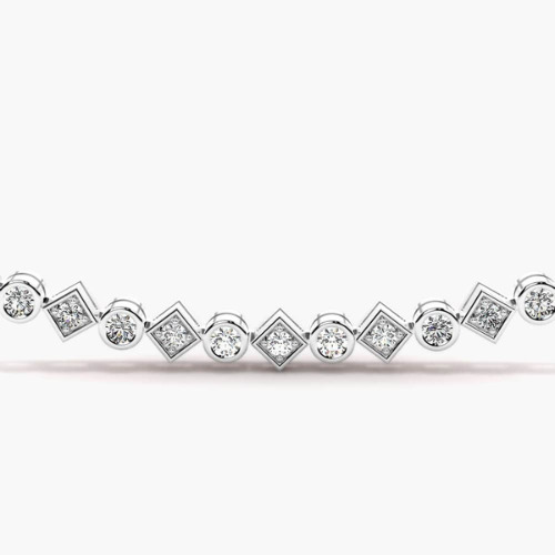 0.65 Ct Natural Round Cut Tangerine  Diamond Necklaces in 9K White Gold